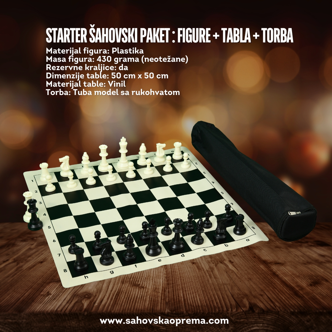 STARTER ŠAHOVSKI PAKET: Figure + tabla + torba 60KM